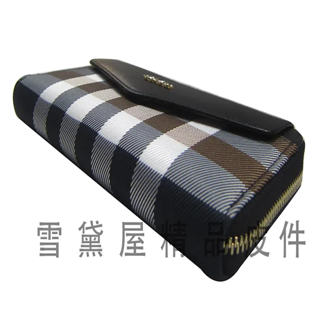 【Volee】雙11 長型女用皮夾進口專櫃防水包 緹花布皮革U型拉鍊包覆+磁釦蓋式主袋多夾層不摺鈔