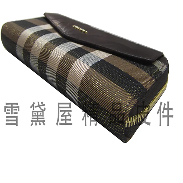 【Volee】雙11 長型女用加大尺寸進口防水包 緹花布皮革U型拉鍊包覆+磁釦蓋式主袋多層不摺鈔
