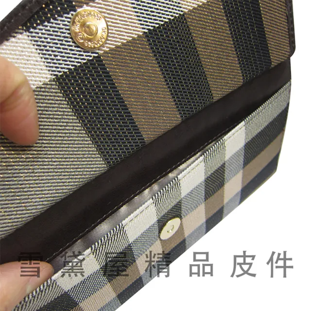 【Volee】雙11 長型女用加大尺寸進口防水包 緹花布皮革U型拉鍊包覆+磁釦蓋式主袋多層不摺鈔