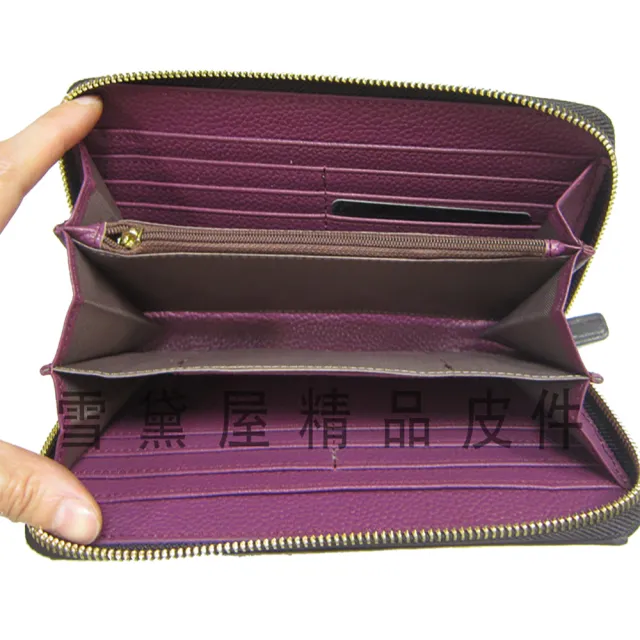 【Volee】雙11 長型女用加大尺寸進口防水包 緹花布皮革U型拉鍊包覆+磁釦蓋式主袋多層不摺鈔