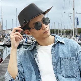 【KT DADA】包包 西部牛仔帽 大沿帽 遮陽帽 男牛仔帽真皮 禮物 復古帽 英倫帽 派對裝扮 牛