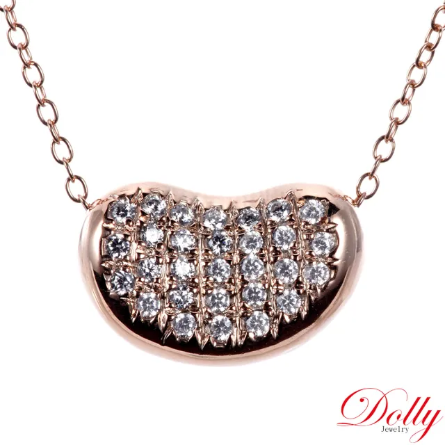 【DOLLY】0.50克拉 14K金輕珠寶相思豆玫瑰金鑽石項鍊