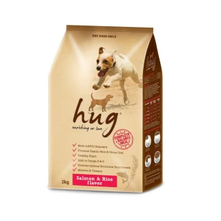 【Hug 哈格】犬糧 狗糧 - 鮭魚 + 米風味 2kg*2包 〔符合美國AAFCO完整營養〕  狗飼料 飼料(A001C04-1)