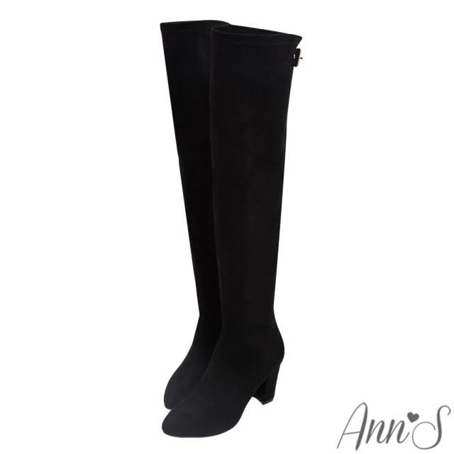 Ann’S 逆天長腿-防水絨布 後釦帶粗跟高跟過膝靴8cm(