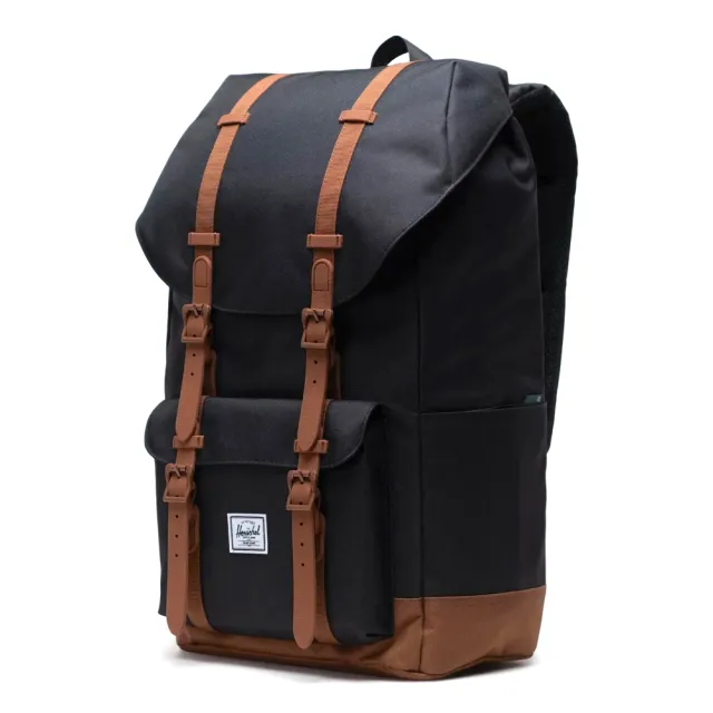 【Herschel】雙11 Little America 大型 ECO 全黑 棕色底 橡膠帶 筆電夾層 大容量 帆布 防潑水  