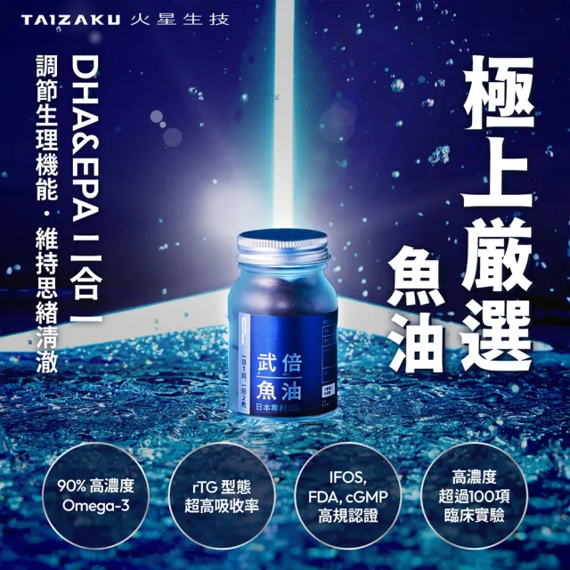 【TAIZAKU 火星生技】武倍魚油 2入組 60粒/盒(戰力提升x思緒清澈 L-精胺酸、南非醉茄、瑪卡、BNN蕉護活性)