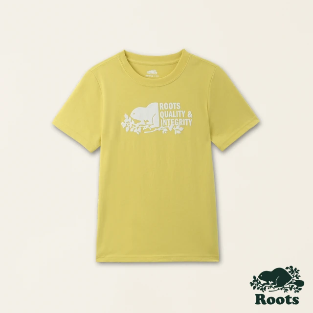 Roots Roots 大童-摩登都市系列 海狸圖案短袖T恤(黃色)