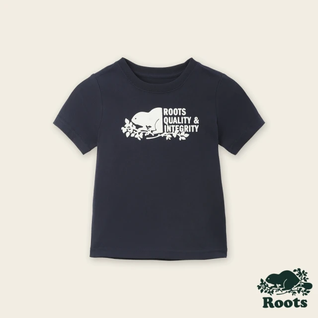 RootsRoots Roots小童-摩登都市系列 海狸圖案短袖T恤(軍藍色)
