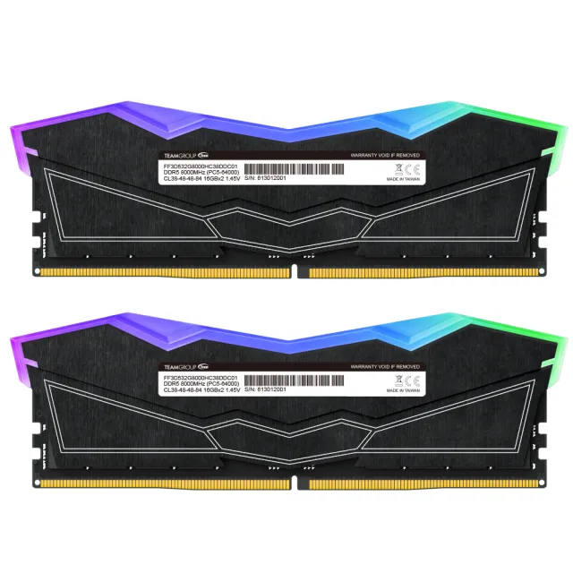 【Team 十銓】T-FORCE DELTA RGB 炫光 DDR5 8000 32GB 16Gx2 CL38 黑色 桌上型超頻記憶體