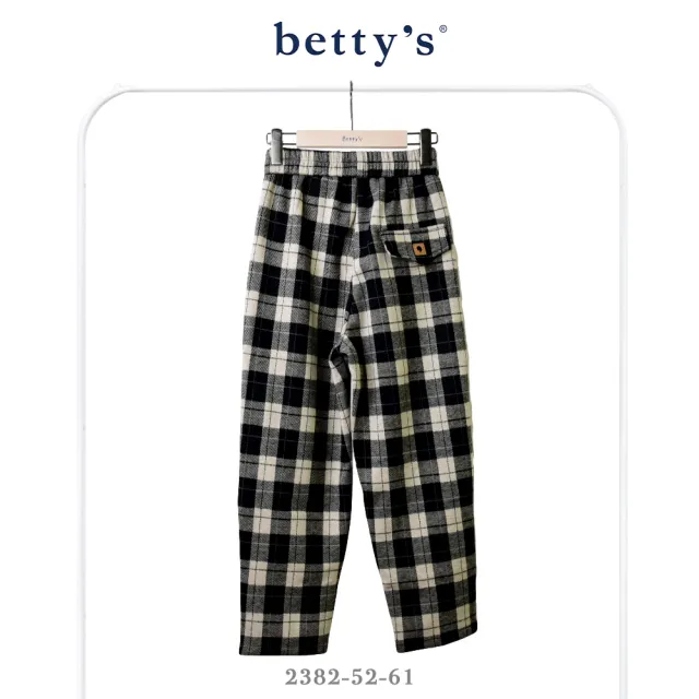 【betty’s 貝蒂思】腰鬆緊厚刷毛格紋長褲(黑色)