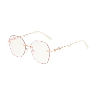 【MEGASOL】UV400抗UV濾藍光眼鏡時尚女仕大框手機眼鏡(水晶多邊形切割無框GD-2875-多色選)