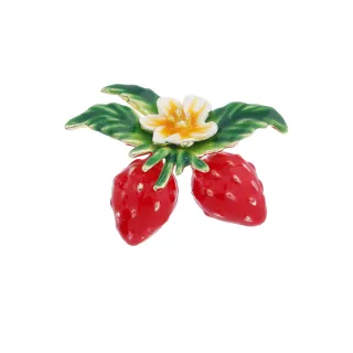【Aphrodite 愛芙晶鑽】甜美雙頭草莓造型胸針(雙頭胸針 草莓胸針)