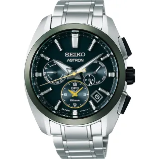【SEIKO 精工】Astron 限量綠陶瓷太陽能GPS鈦金屬手錶-42.8mm 新年禮物(5X53-0BA0G SSH071J1)
