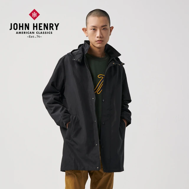 【JOHN HENRY】防潑水2way連帽外套-黑色