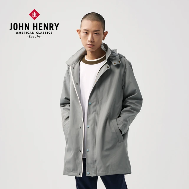 【JOHN HENRY】防潑水2way連帽外套-灰綠色