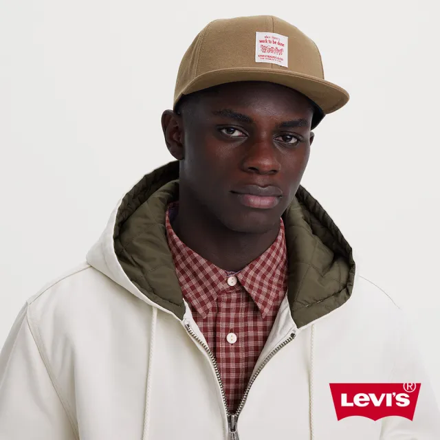 【LEVIS 官方旗艦】男女同款 可調式工裝版帽 / 雙馬標誌布章 / 棕綠 人氣新品 D7820-0004