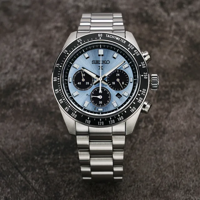 【SEIKO 精工】PROSPEX SPEEDTIMER 冰藍熊貓錶 太陽能三眼計時手錶 618年中慶 推薦(SSC935P1/V192-0AH0U)