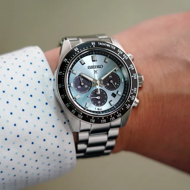 【SEIKO 精工】PROSPEX SPEEDTIMER 冰藍熊貓錶 太陽能三眼計時手錶 618年中慶 推薦(SSC935P1/V192-0AH0U)