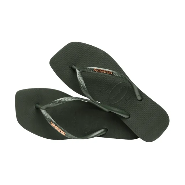 【havaianas 哈瓦仕】拖鞋 女鞋 夾腳拖 方形 果凍亮粉 Slim Square Logo 綠 4148257-4896W(哈瓦士)