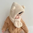 【midou】親膚柔軟可愛小熊耳朵保暖毛帽圍巾(寶寶毛帽 兒童毛帽 寶寶圍巾 兒童圍巾 小熊帽)