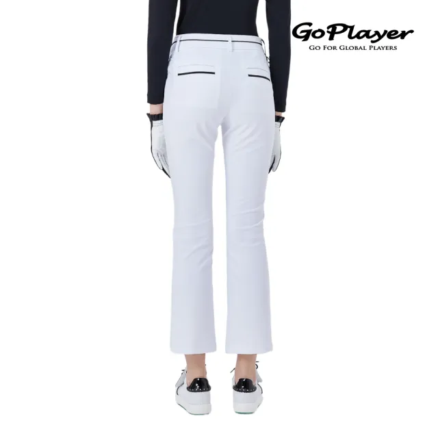 【GoPlayer】女高腰彈性高爾夫長褲-白.黑.淺灰(高爾夫長褲 彈性透氣 運動休閒長褲)