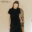 【Jessica Red】簡約舒適百搭羊毛圓領短袖針織衫R35501（黑）