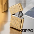 【Zippo官方直營】花紋押印圖案-亮金色-防風打火機(美國防風打火機)