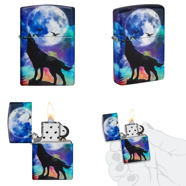 【Zippo官方直營】夜色狼嚎環繞設計防風打火機(美國防風打火機)