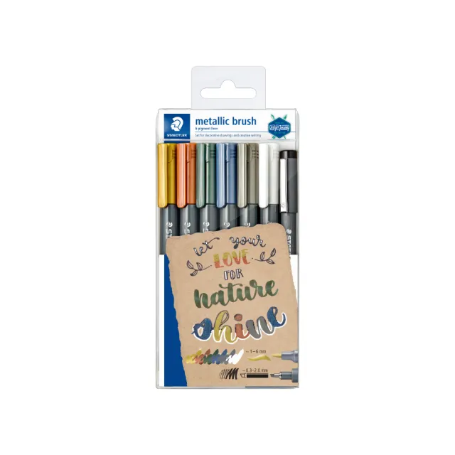 【STAEDTLER 施德樓】施德樓金屬色書法筆6色組附代針