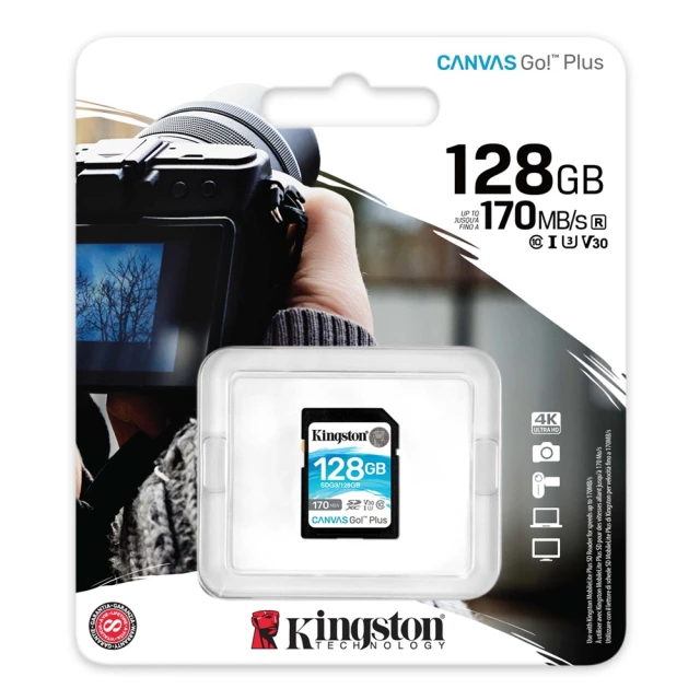 【Kingston 金士頓】新版 128GB Canvas GO! Plus SDXC U3 V30記憶卡 SDG3(讀速170MB/s 原廠永久保固)