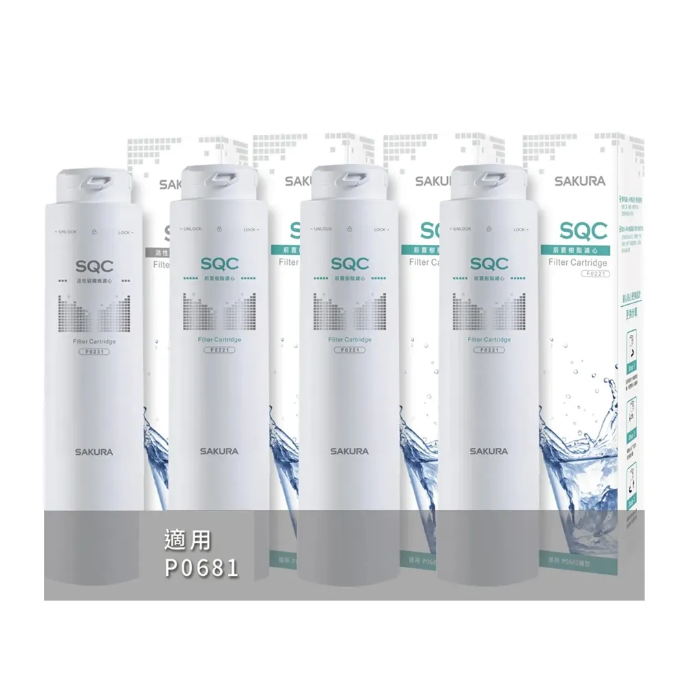【SAKURA 櫻花】濾心組-一年份快捷高效淨水器濾心 適用機型P0681(F0221X3+F0231X1)