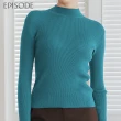 【EPISODE】修身百搭舒適坑條立領針織毛衣135503（綠）