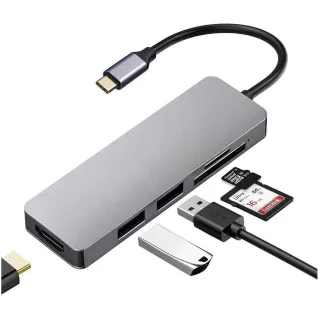 【QGeeM】Type-C 5合1/USB/HDMI/SD/TF電腦擴充轉接器