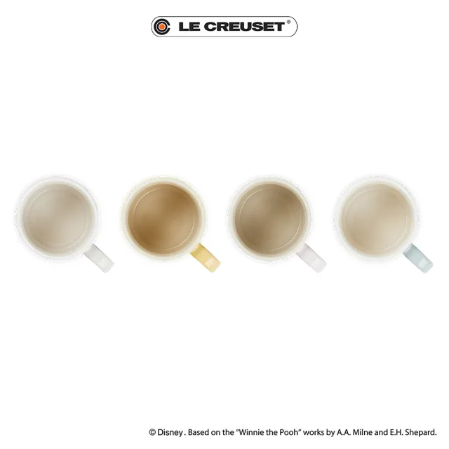 【Le Creuset】小熊維尼系列 瓷器英式馬克杯350ml-4入組(溫桲黃/貝殼粉/海洋之花/肉豆蔻)