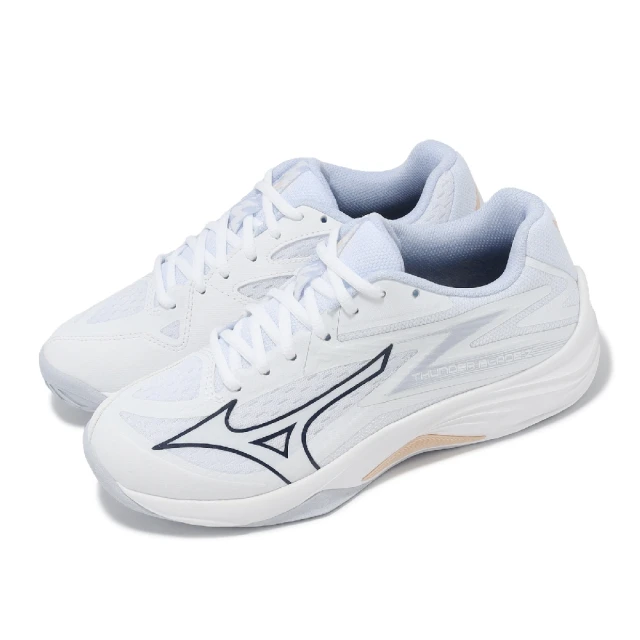 MIZUNO 美津濃 排球鞋 Thunder Blade Z 女鞋 白 藍 輕量 緩衝 室內運動 羽排鞋 美津濃(V1GC2370-00)