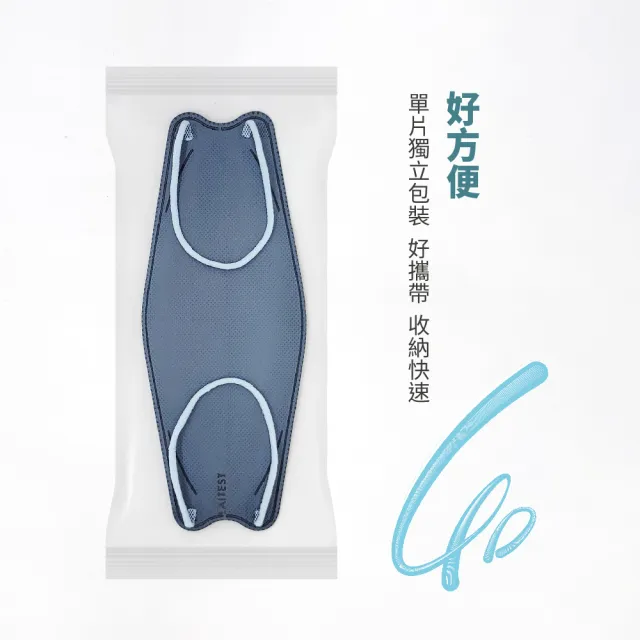 【LAITEST 萊潔】4D立體型醫療防護口罩（成人用）浮岩藍 10入盒裝(獨立單片包裝)