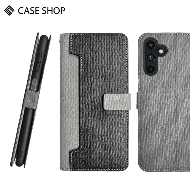 【CASE SHOP】Samsung A15 前收納側掀皮套-黑(內襯卡片夾層 翻蓋站立)