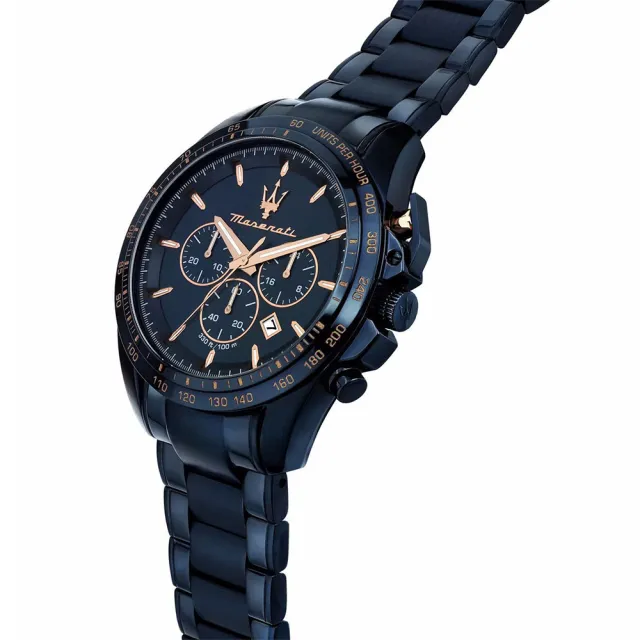 【MASERATI 瑪莎拉蒂】Traguardo長征終站系列三眼手錶 靛藍 42MM(R8873612054)