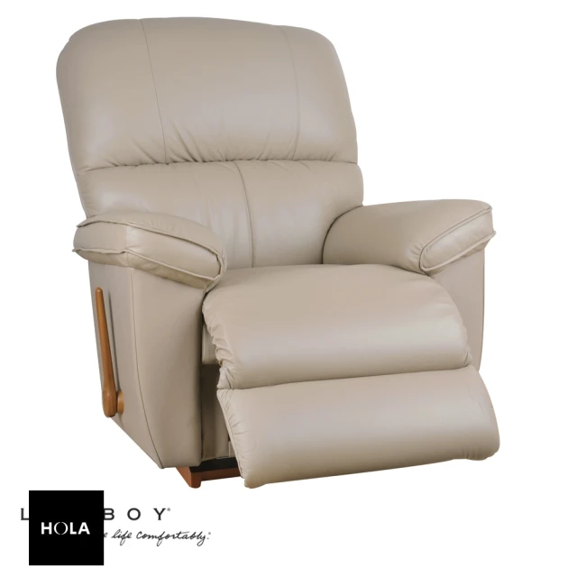 HOLA La-Z-Boy 單人全牛皮沙發/搖椅式休閒椅10T577-淺褐色