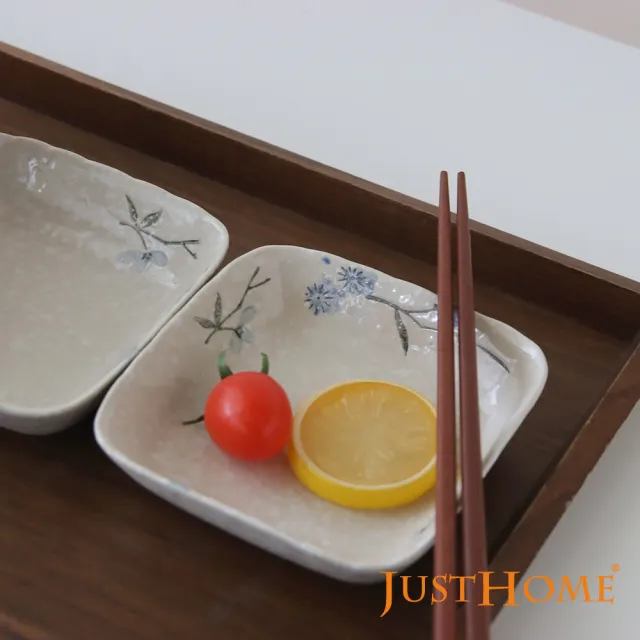 【Just Home】日式櫻花陶瓷6吋麵碗/湯碗+小菜盤 方盤-6件組(麵碗 湯碗 小菜盤 盤 碟)