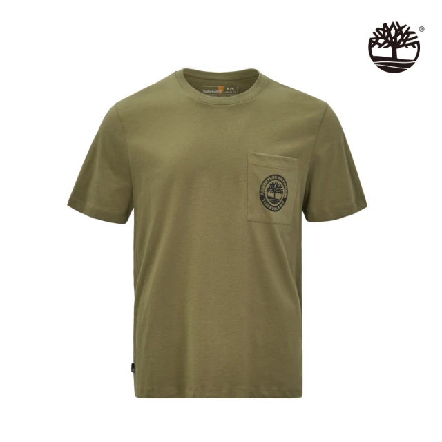 Timberland 男款灰綠色圖案口袋短袖T恤(A2QFA590)