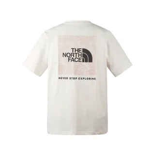 【The North Face 官方旗艦】新年款-北面男女款白色舒適透氣大尺寸煙火LOGO印花短袖T恤｜89U4QLI(上衣)