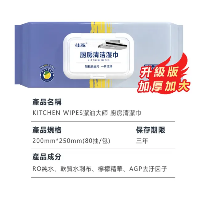 【ibuy+ 愛敗家】潔油大師廚房濕紙巾-２入組(加大加厚80抽 廚房濕巾 去油污 廚房去油 廚房清潔 濕紙巾)