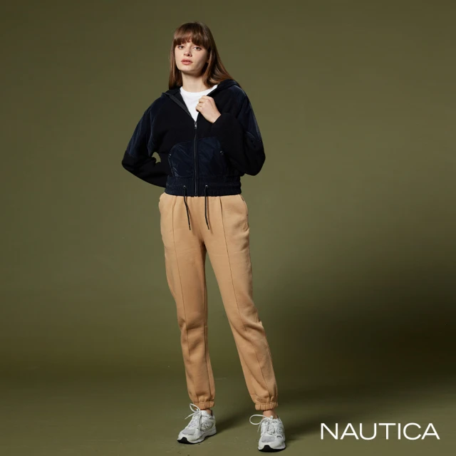 NAUTICA 女裝 素面運動休閒縮口褲(卡其)