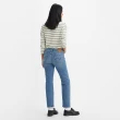 【LEVIS 官方旗艦】女款 Wedgie高腰修身直筒牛仔長褲 / 淺藍破壞加工 / 及踝款 熱賣單品 34964-0205