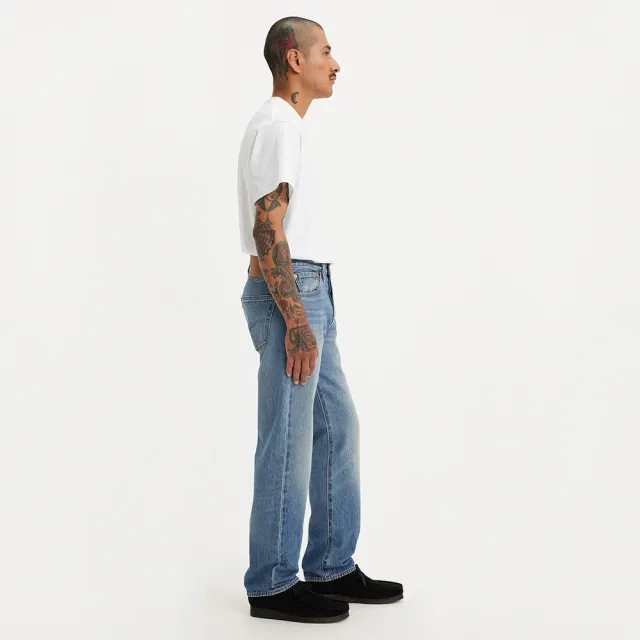 【LEVIS 官方旗艦】男款 經典501直筒牛仔褲 / 淺藍水洗刷白 人氣新品 00501-3498