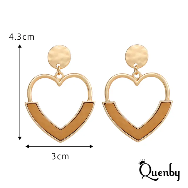 【Quenby】文藝風簡約愛心獨特設計耳環/耳針(飾品/配件)