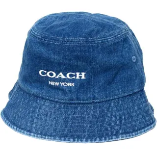 【COACH】牛仔藍刺繡LOGO漁夫帽