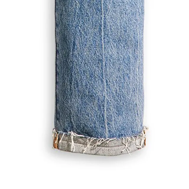 【LEVIS】女 501高腰合身排釦直筒牛仔長褲/有機面料//不收邊褲管/淺藍水洗 熱賣單品 A8423-0001