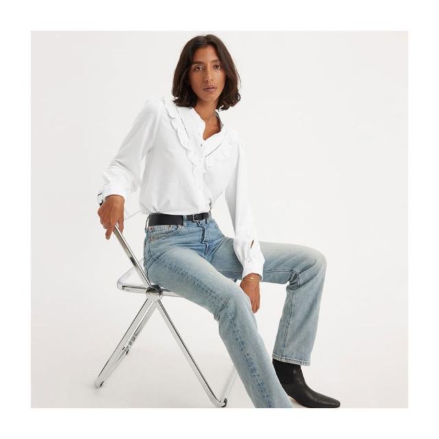 【LEVIS】女款 501高腰合身排釦直筒牛仔長褲 / 有機面料 / 淺藍水洗 熱賣單品 A8423-0000